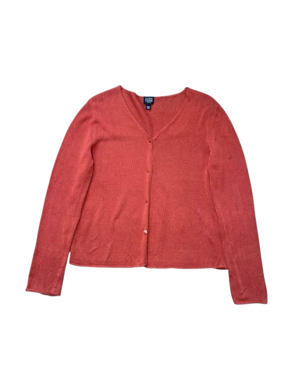 Eileen Fisher‎ Rust Orange V-Neck Cardigan Sweater Women's Petite Medium